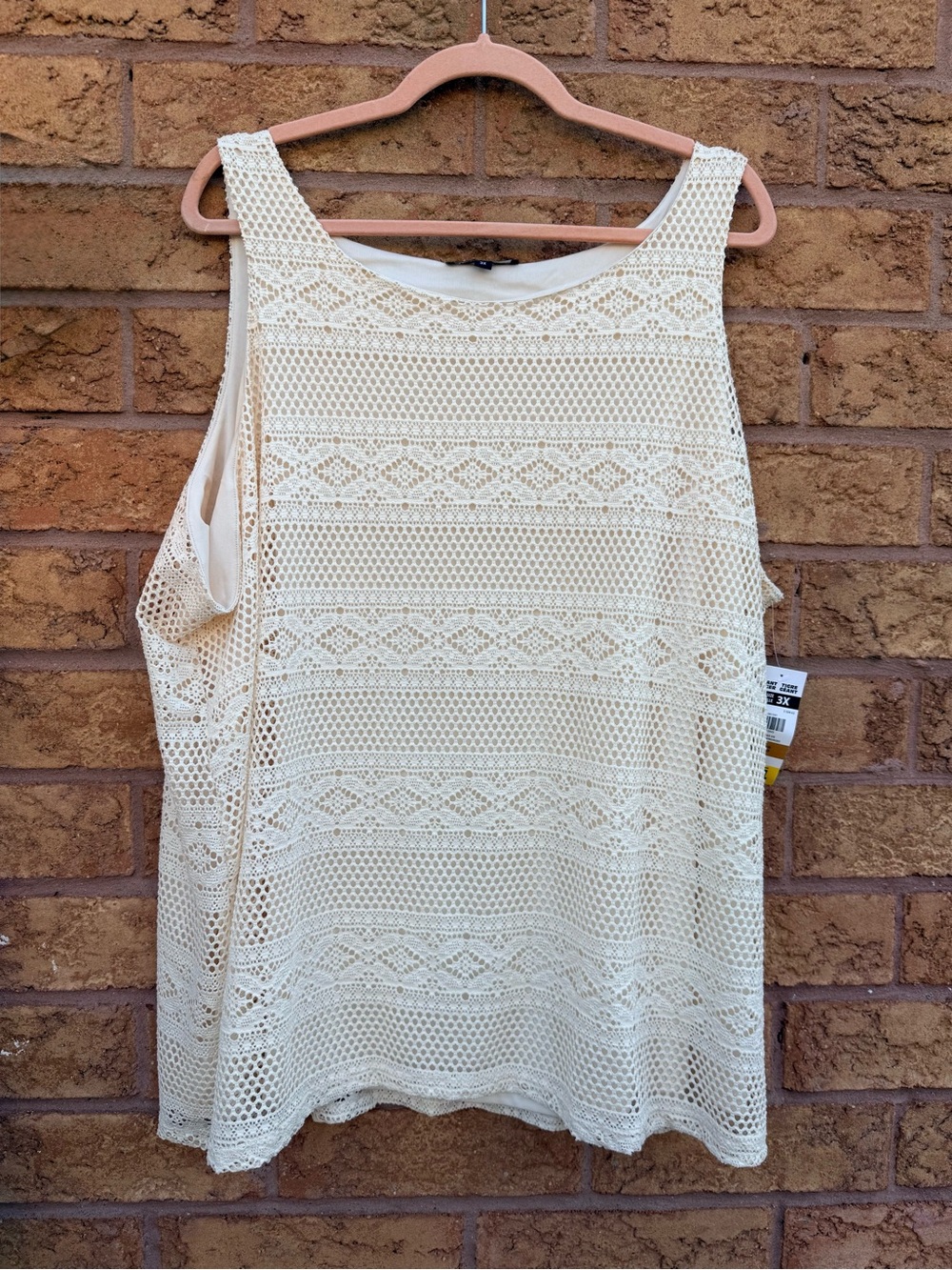 🌿2/$25 • Lily Morgan Cloud Dan Cream Crochet Overlay Tank Top